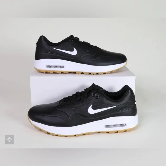 NEW Nike Air Max 1 G Black/Black Gum Golf Shoes Men's Size 8